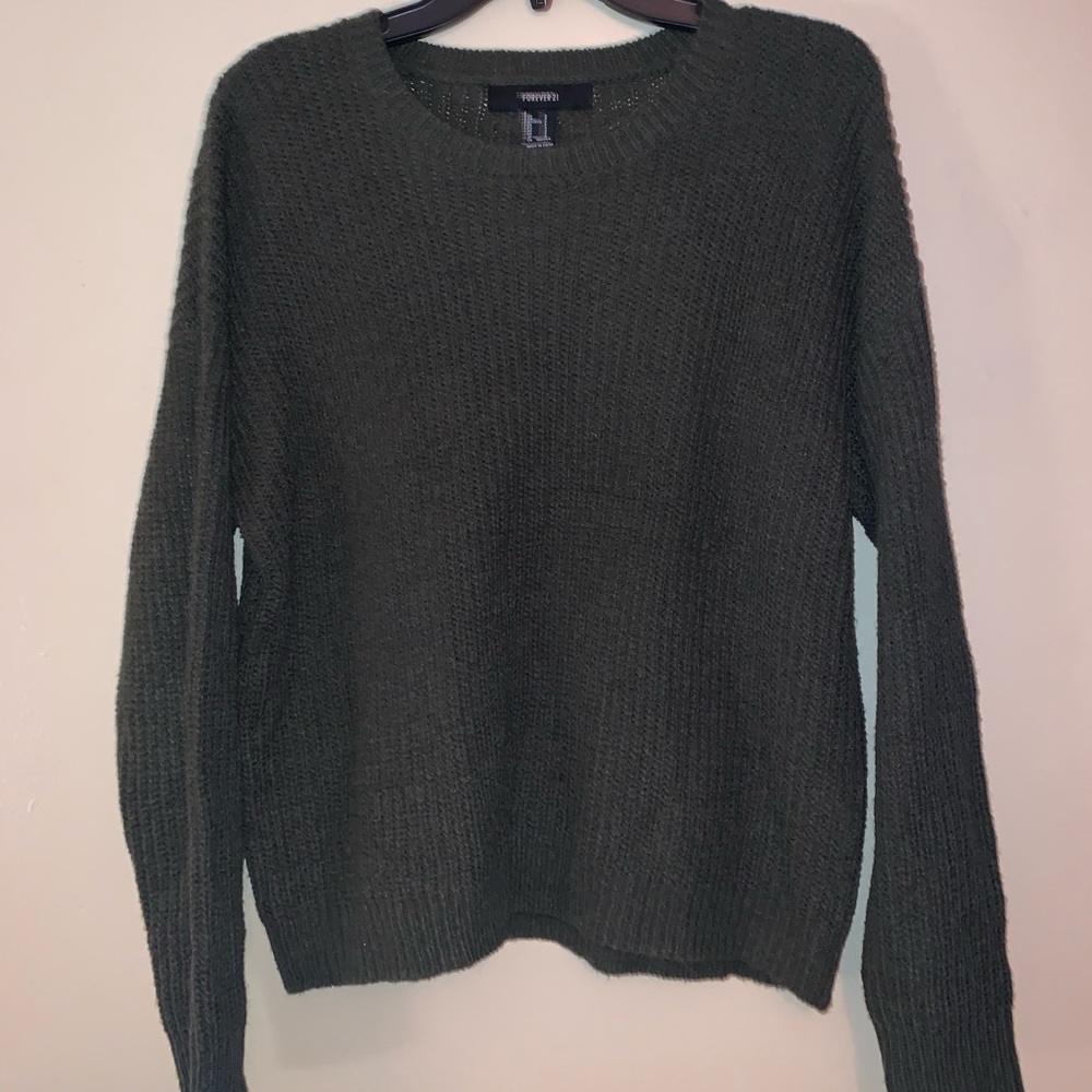 Small Forever 21 Forest Green Cable Knit Sweater